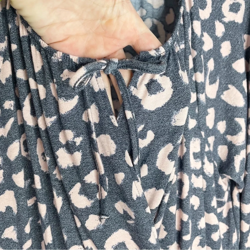 LULAROE Pink & Gray Leopard Long Sleeve Peasant Dress Women’s Size Medium